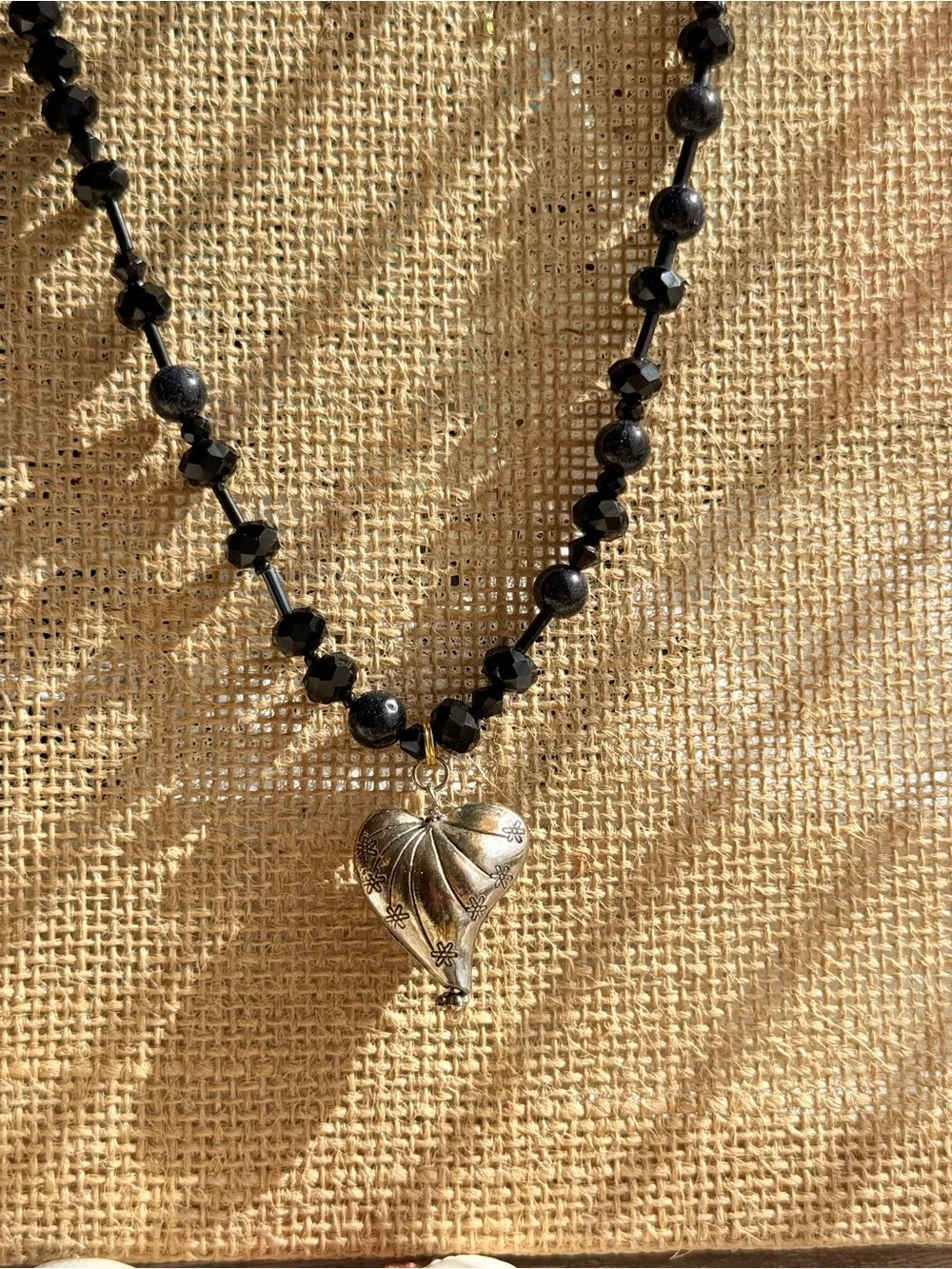 HIGH SUMMER + Black Faceted & Textured Beaded Necklace onyx